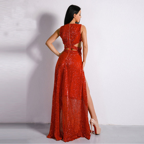 2022 sexy hollow sequin party red carpet summer evening dress