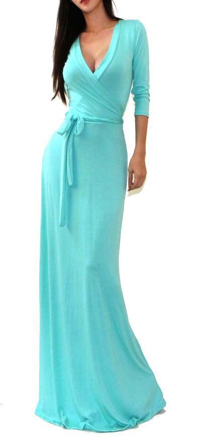 Women's solid color v-neck slim dress