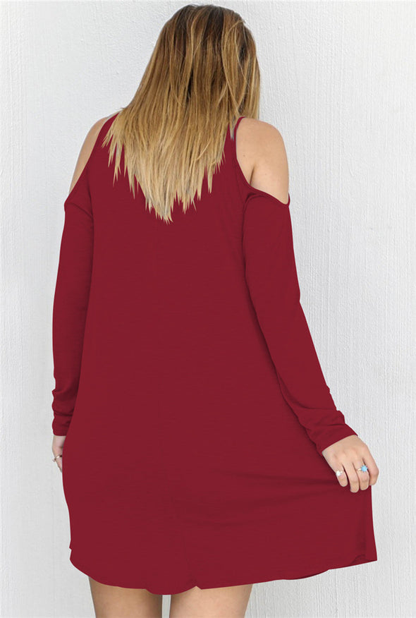 Fashion Off shoulder Long Sleeve bandage A-line Dress