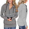 Long Sleeve Striped Zipper Hoodie Sweater