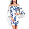 Blue-White Porcelain Slim Evening Dress