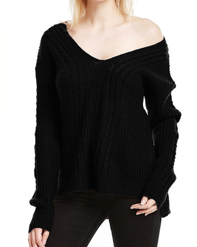 Long Sleeve V-Neck Knit Sweater