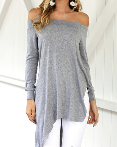 Sexy Strapless Irregular T-Shirt