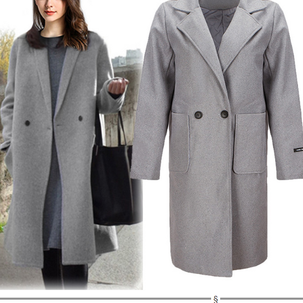 Thickened Long Sleeve Straight Cashmere Coat