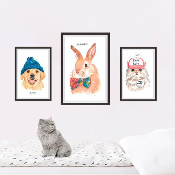 Cartoon Cat Dog Photo Frame Creative Personality Wall Sticker