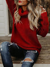 Thick Line Long Sleeve High Neck Pullover Knit Sweater