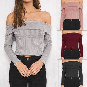 Sexy Skinny Off Shoulder Knitting Sweaters