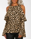 Fashion Leopard Off Shoulder Long Sleeve T-Shirt