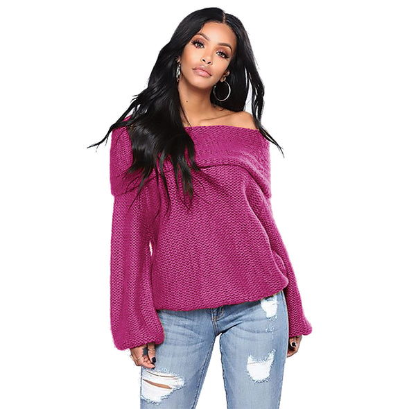 Loose Off Shoulder Long Sleeve Sweaters