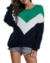 Contrast Long Sleeve O-Neck Sweater