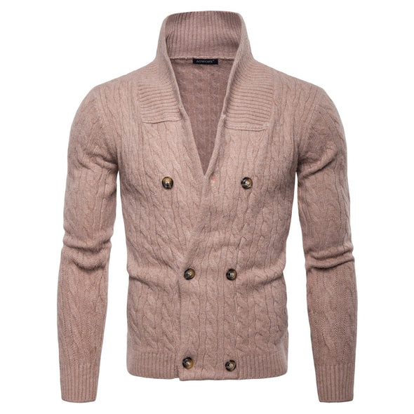 New Youth Men's Solid Color Thick Knit Cardigan