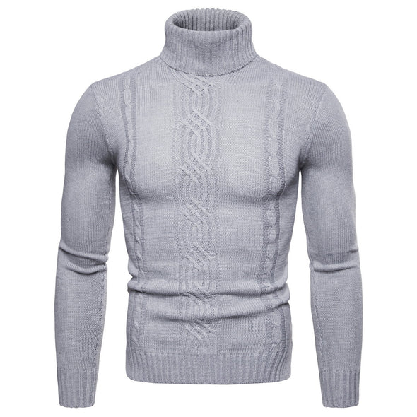 New Men's Turtleneck Jacquard Pullover Sweater