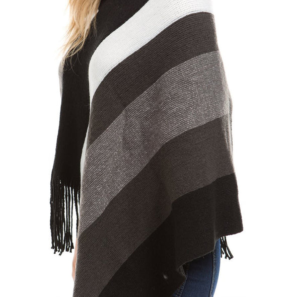 Cloak Tassel Stripe Round Neck Sweaters