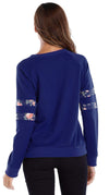 Pocket Printed Three-Sleeve Loose O-Neck Sweatshirt