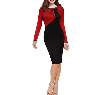 Round Neck Long Sleeve Slim Fit Bodycone Dress