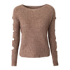 Sleeve Side Hollow Round Neck Sweaters