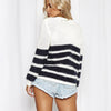 Hit Color Stripe Round Neck Sweaters