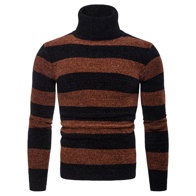 New Turtleneck Slim Men's Striped Turtleneck Sweater