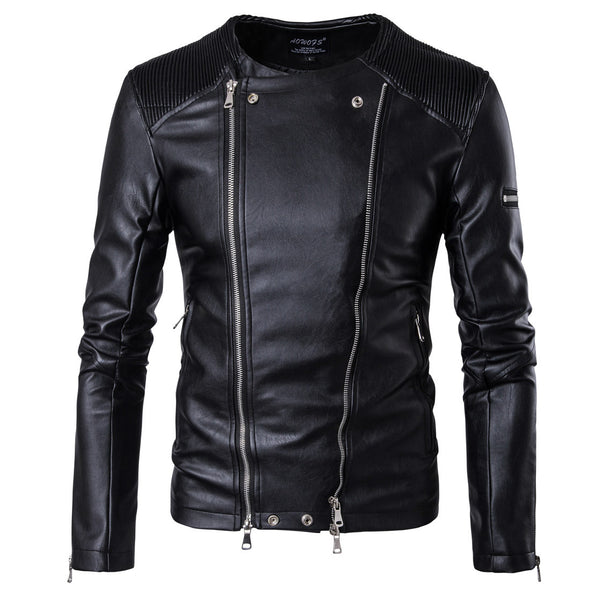 New Fashion Motorcycle Tide Brand Leather Men's Jacket