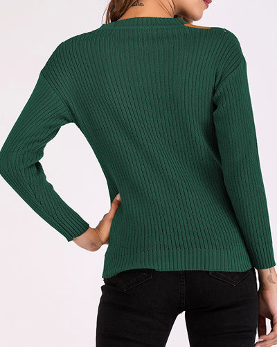 New V-Neck Long-Sleeved Slim Color Matching Sweater