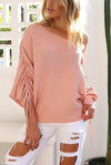 Casual Off Shoulder Slash-Neck Pit Sweater Shirt