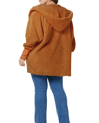 Solid Color Lantern Sleeves Plush Coat