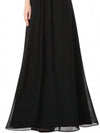 Round Neck Patchwork Ruched  Hollow Out Plain Evening Dress