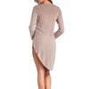 Pure Color Long Sleeve Irregular Bodycon Dress