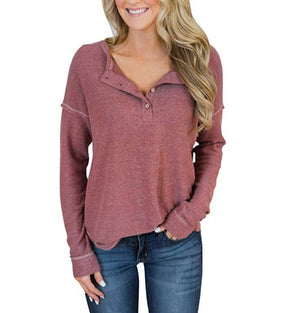 Loose V-Neck Long-Sleeved Sweater