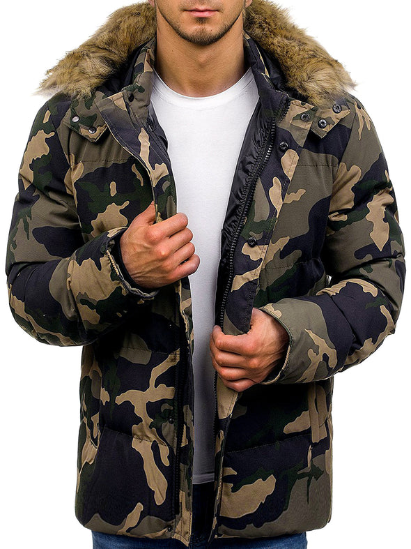 Men's Camouflage Zip Hooded Down Jacket