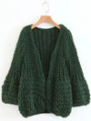 Puff Sleeves Loose Cardigan Sweater Tops