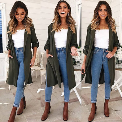 New Casual Long Trench Coat Jacket