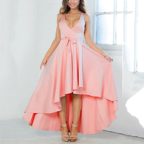 Irregular Sexy Deep V Evening Dress