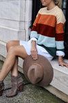 Women's Color Stripe Color Matching Loose Sweater