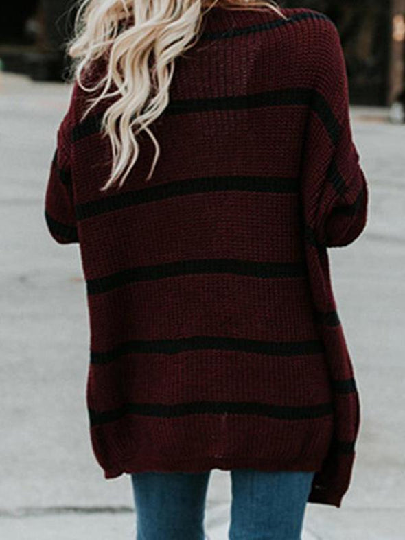 Fashion Stripes Cardigan Sweater Tops