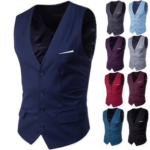 Men's Slim Solid Color Lattice Suit Vest