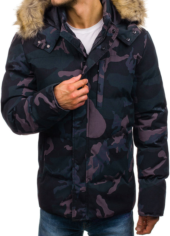 Men's Camouflage Zip Hooded Down Jacket