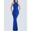 Band Collar Sequin Back Hole Mermaid Evening Dress