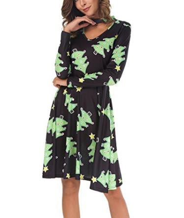 Christmas Printing Expansion Midi Dress