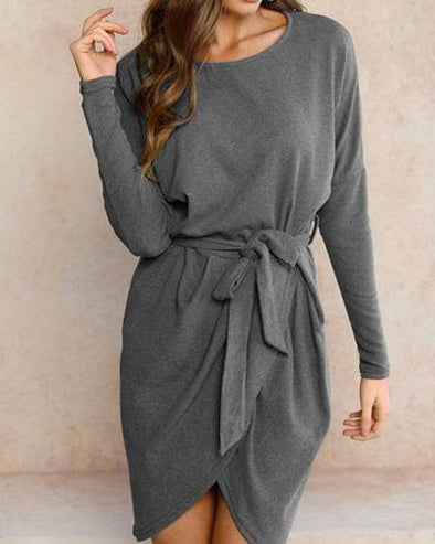 Irregular Waist Strap knitting Dress Plus Size