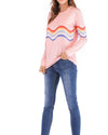 Colorful Striped Long Sleeve Round Neck T-Shirt