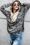 Drawstring Kangaroo Pocket  Camouflage Hoodies