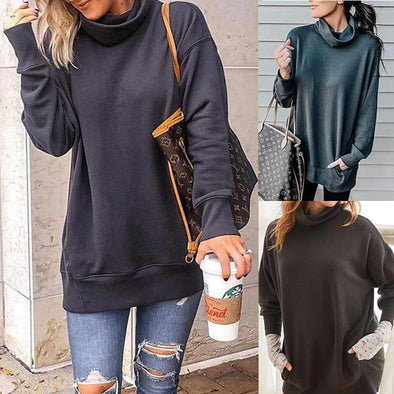 Cowl Neck  Plain Sweaters