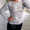 Beaded Sequined Knit Sweater