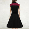 Fashion Square Collar Contrast Sleeveless Belt Dress