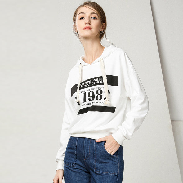 Casual Letter Print Long Sleeve Hoodies