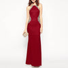 Halter Sequin Stitching Sleeveless Maxi Evening Dress