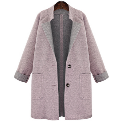 Fashion Solid Stand-Neck Single-breasted Woolen Coat