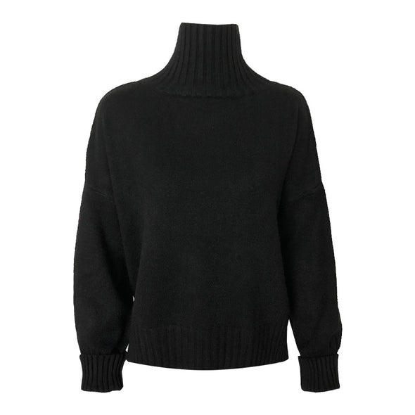 Solid Color Split High Neck Collar Sweaters