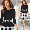 Fake Two-Piece Plaid Stitching Long Sleeve Dress